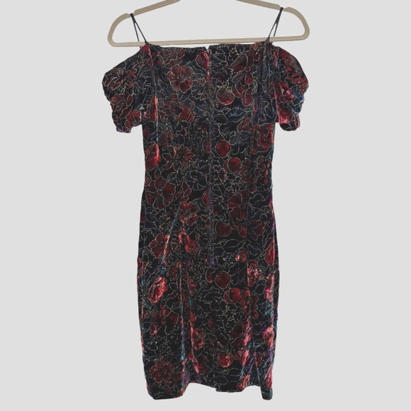 Vintage Steppin' Out Velvet‎ Floral Dress Party Cocktail Black Multicolor Size 7 - Picture 11 of 11